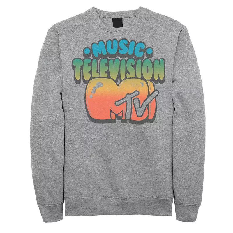 Men's MTV Logo Bubble Balloon Font Style Sweatshirt, Size: Large, Athletic Grey Product Image