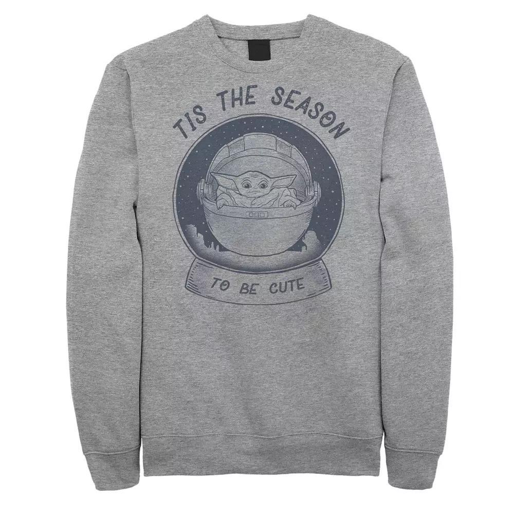 Mens Star Wars The Mandalorian The Child Christmas Tis The Season Sweatshirt Athletic Grey Product Image