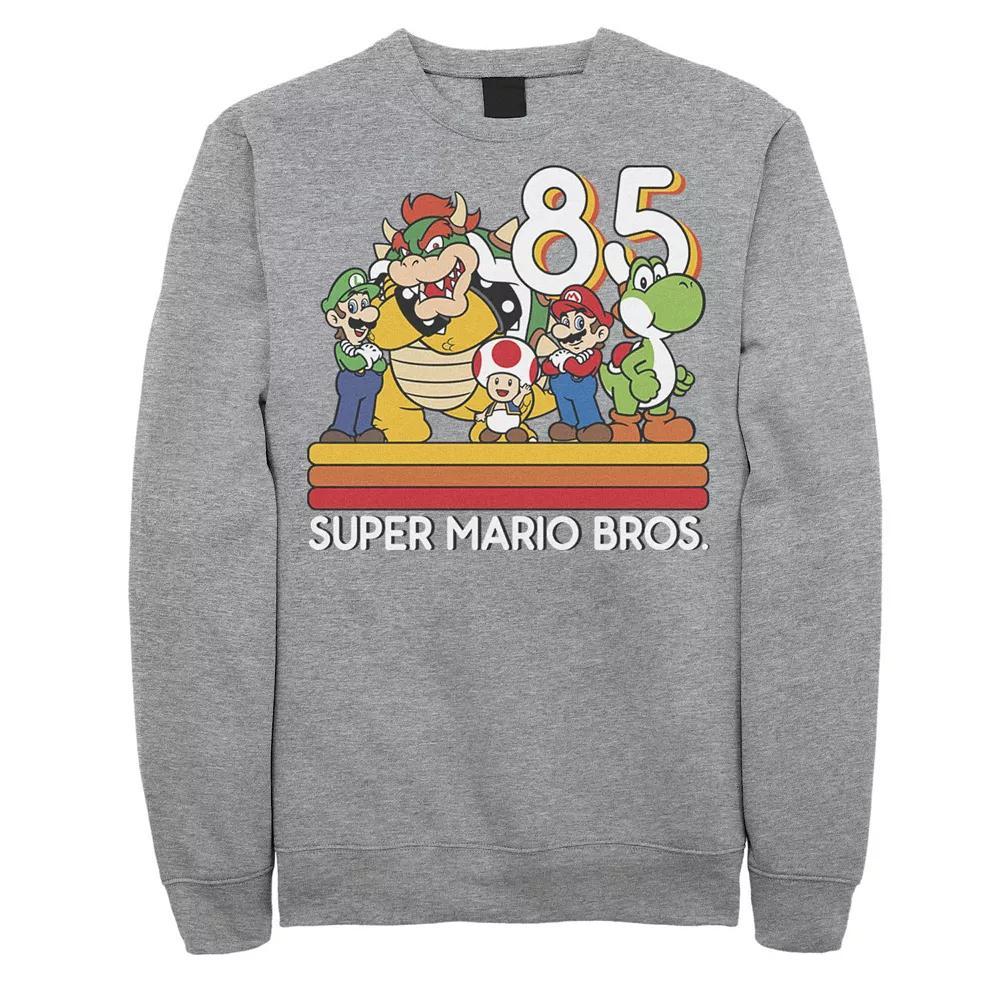 Big & Tall Super Mario 1985 Power Player Graphic Fleece Pullover, Mens Athletic Grey Product Image