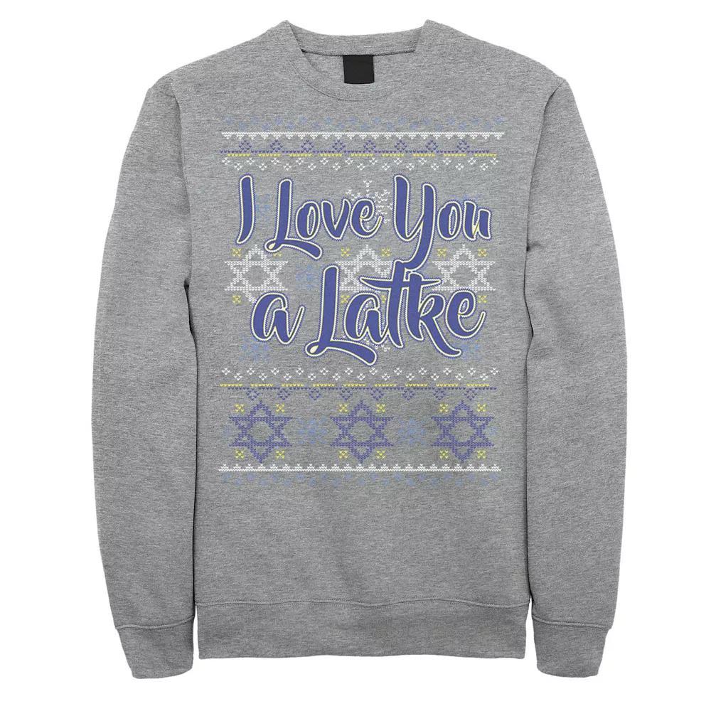 Men's I Love You a Latke Knit Style Sweatshirt,  Product Image