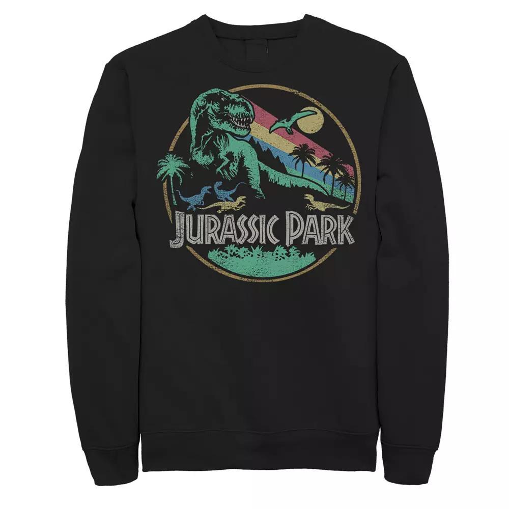 Men's Jurassic Park Retro Circle Color Stripes Graphic Hoodie,  Product Image