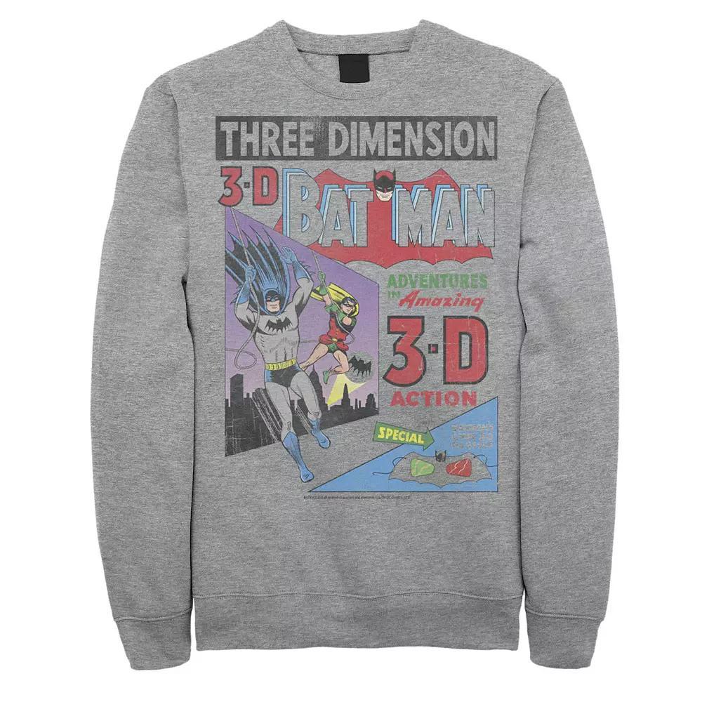 Men's DC Comics Batman Three DiMen'sion Vintage Comic Cover Sweatshirt, Size: Medium, Athletic Grey Product Image