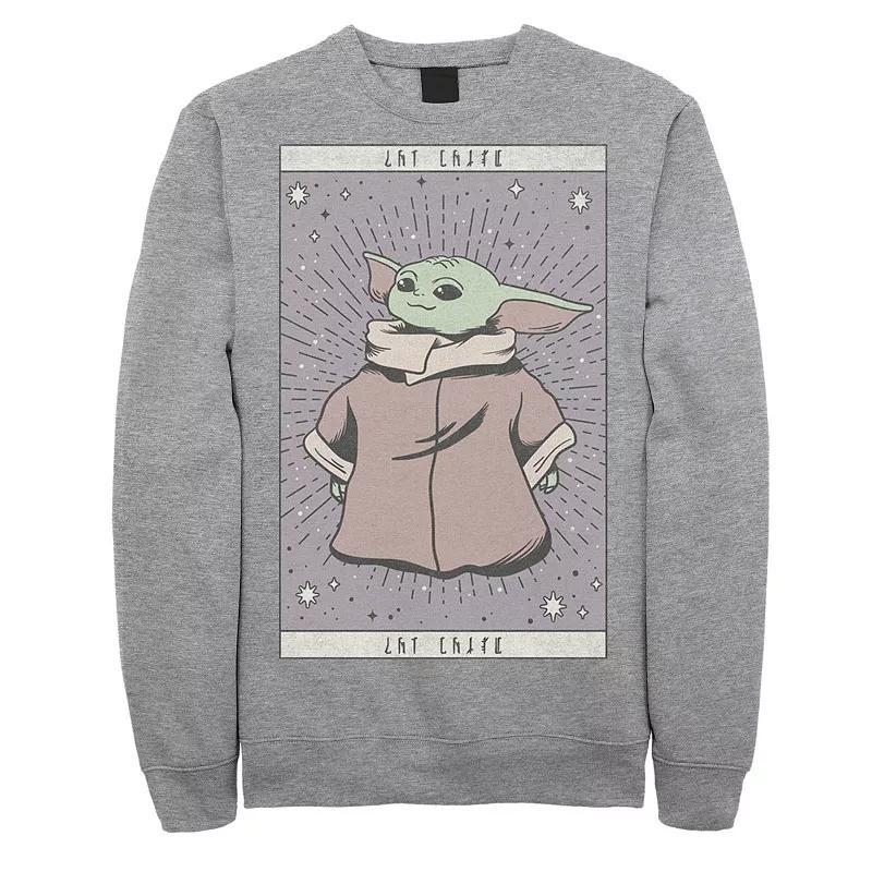 Mens Star Wars The Mandalorian The Child Card Portrait Sweatshirt Athletic Grey Product Image