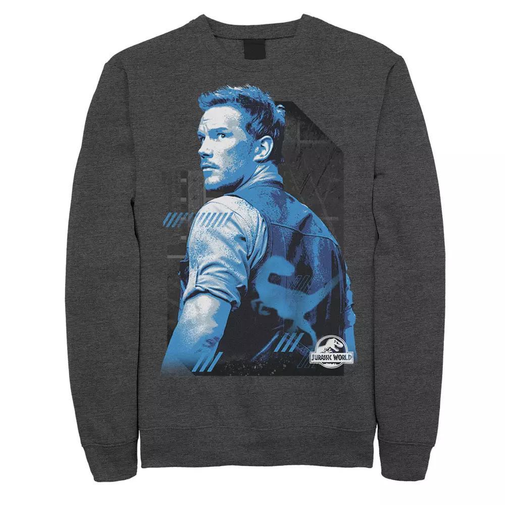 Men's Jurassic World Owen Blue Tone Portrait Sweatshirt, Size: Small, Grey Heather Product Image