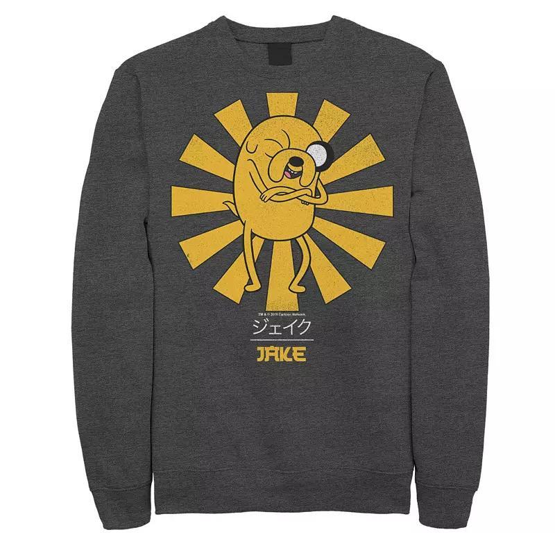 Mens Adventure Time Jake The Dog Kanji Portrait Pullover Fleece Grey Heather Product Image