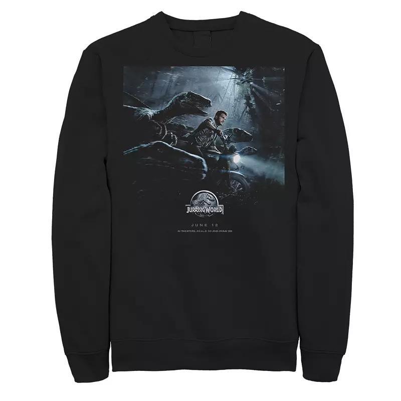 Mens Jurassic World Owen Ride Raptor Movie Poster Sweatshirt Grey Heather Product Image