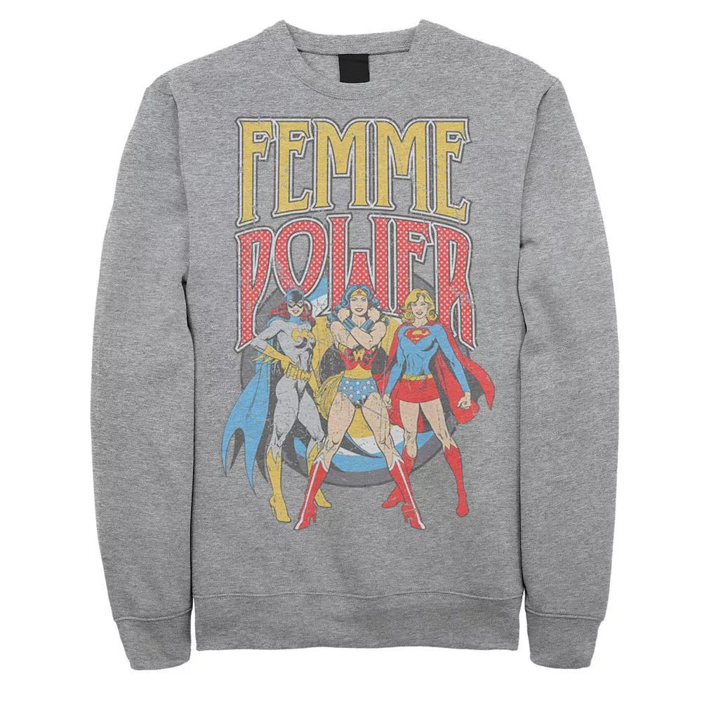 Men's DC Comics Justice League Vintage Femme Power Sweatshirt, Size: XL, Athletic Grey Product Image