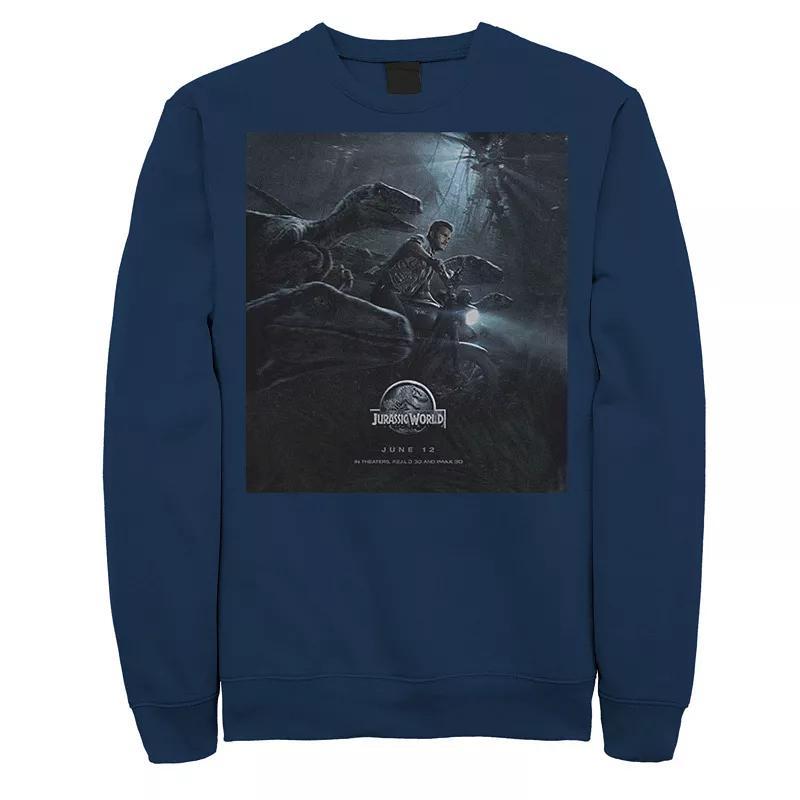 Mens Jurassic World Owen Ride Raptor Movie Poster Sweatshirt Grey Heather Product Image