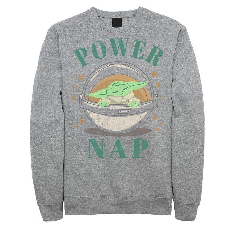 Men's Star Wars The Mandalorian The Child Aka Baby Yoda Power Nap Portrait Sweatshirt, Size: 3XL, Athletic Grey Product Image