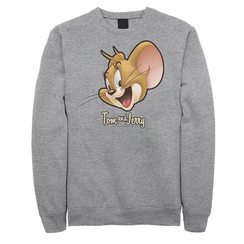 Men's Tom And Jerry Simple Jerry Big Face Sweatshirt, Size: Medium, Athletic Grey Product Image