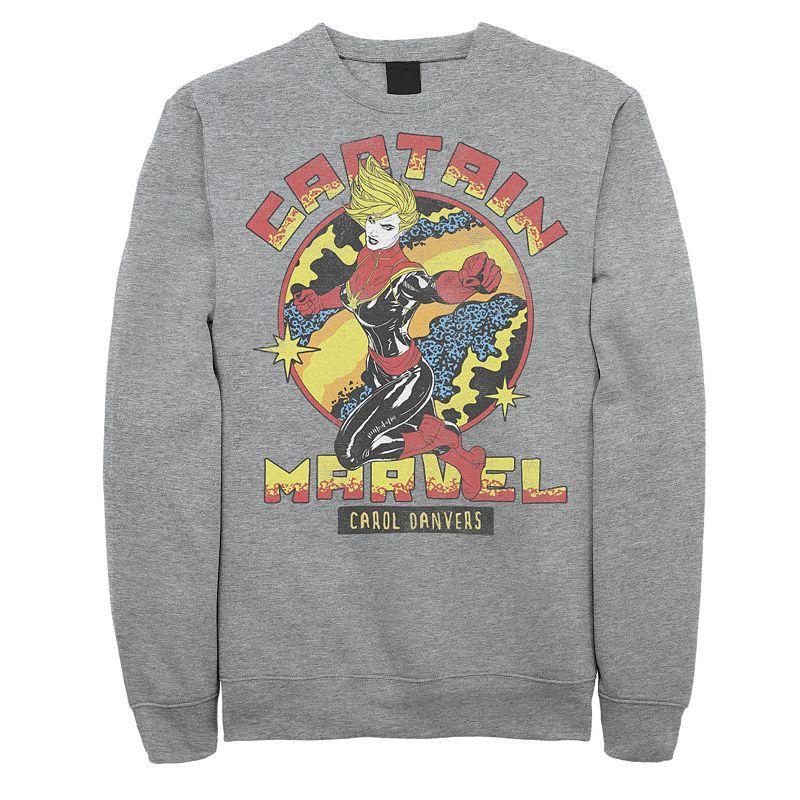 Mens Marvel Captain Marvel Vintage Space Logo Portrait Fleece Athletic Grey Product Image