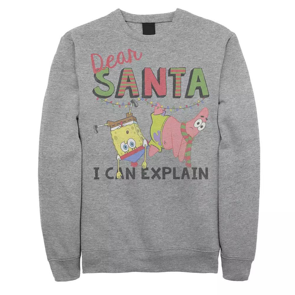 Men's Nickelodeon SpongeBob SquarePants Santa I Can Explain Sweatshirt, Size: XXL, Athletic Grey Product Image