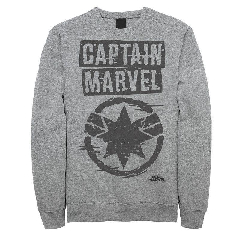 Men's Marvel Captain Marvel Logo Sweatshirt, Size: XXL, Athletic Grey Product Image