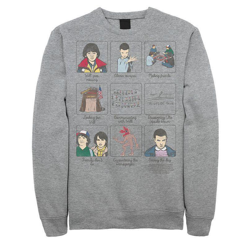 Men's Stranger Things Story Panels Sweatshirt, Size: Medium, Athletic Grey Product Image