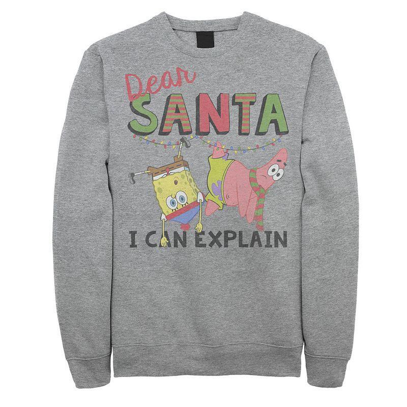 Men's Nickelodeon SpongeBob SquarePants Santa I Can Explain Sweatshirt, Size: XXL, Athletic Grey Product Image