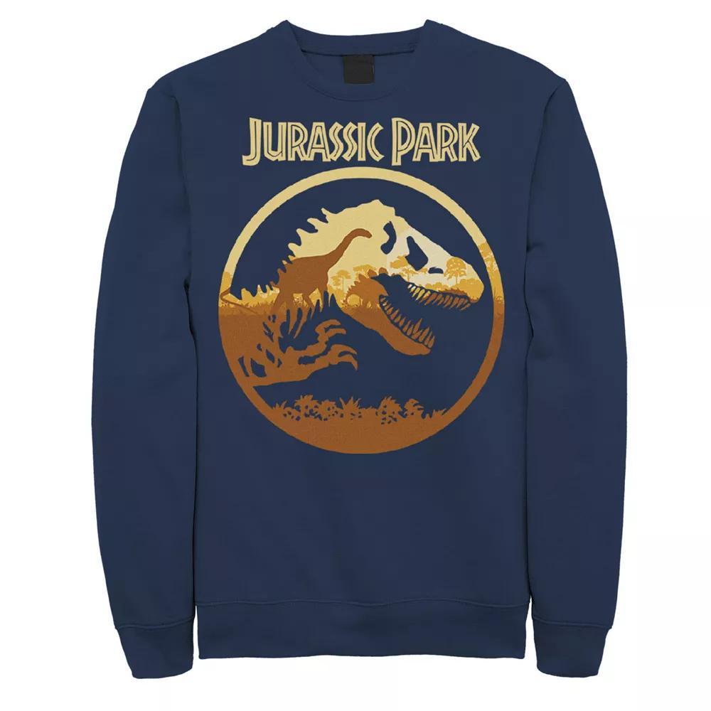 Men's Jurassic Park T-Rex Skeleton Sunset Sweatshirt, Size: Medium, Blue Product Image