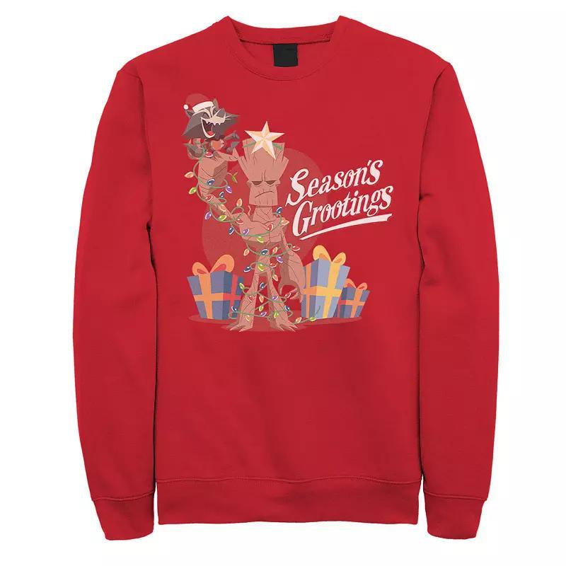 Men's Marvel Rocket And Groot Seasons Grootings Sweatshirt, Size: 3XL, Red Product Image