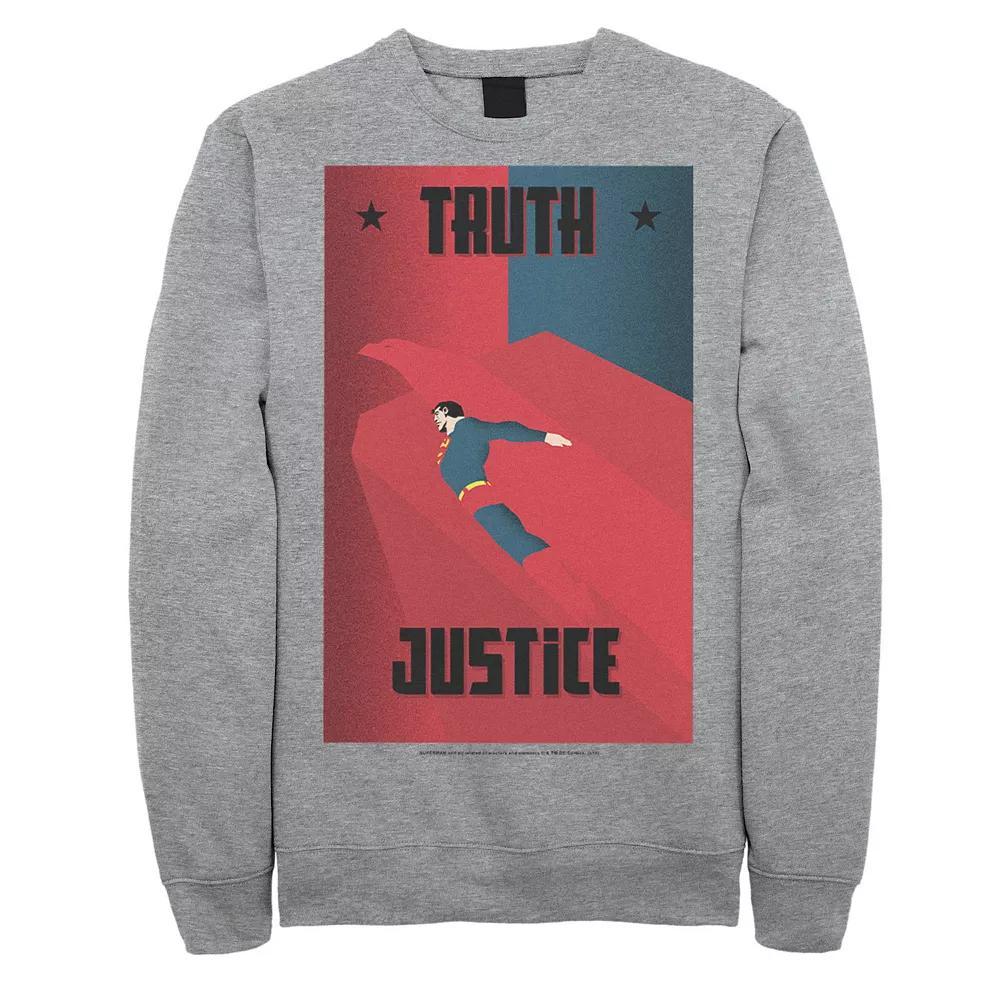 Men's DC Comics Superman Truth And Justice Split Poster Sweatshirt, Size: 3XL, Athletic Grey Product Image