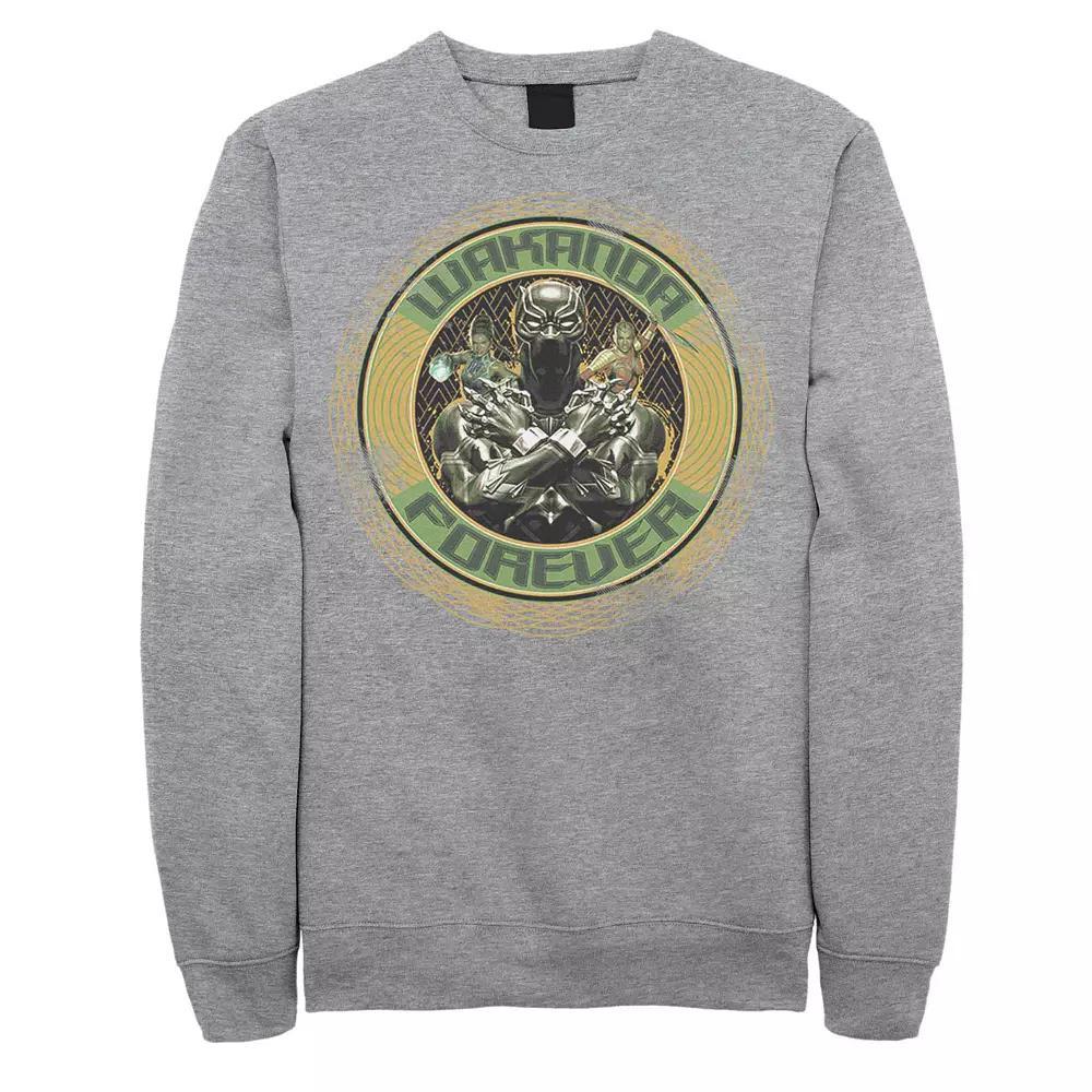 Mens Marvel Black Panther Wakanda Forever Circle Logo Fleece Athletic Grey Product Image