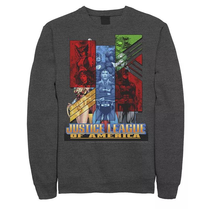 Men's DC Comics Justice League Of America Colorful Portrait Panels Sweatshirt,  Product Image