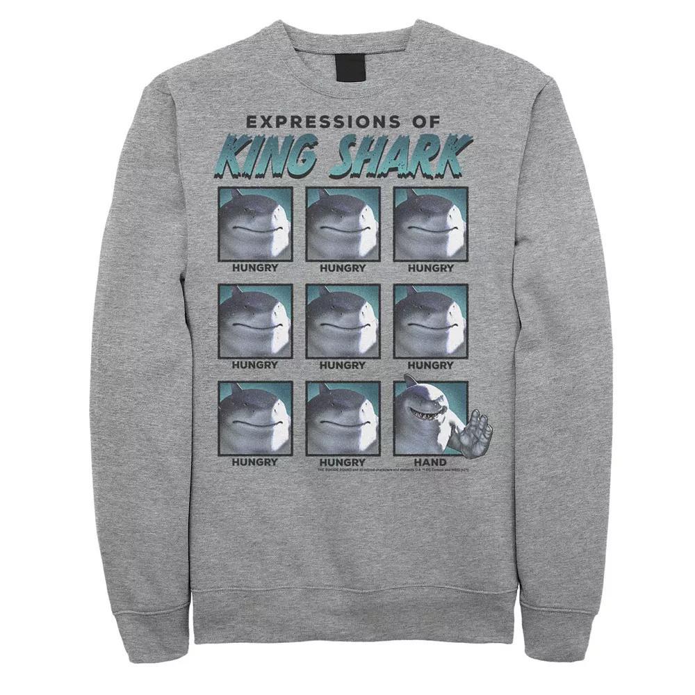 Men's The Suicide Squad Expressions Of King Shark Sweatshirt, Boy's, Size: Large, Athletic Grey Product Image