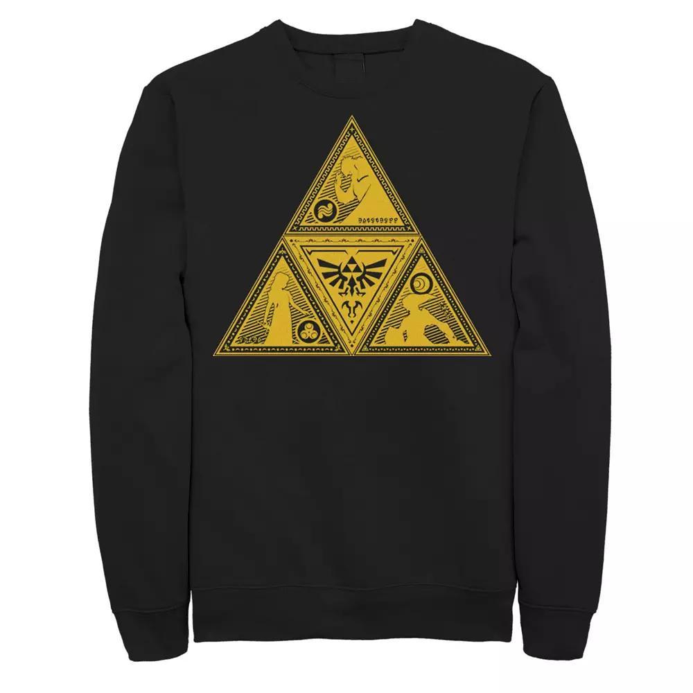 Men's Nintendo Legend Of Zelda Triforce Character Silhouette Fill Sweatshirt, Size: Medium, Black Product Image