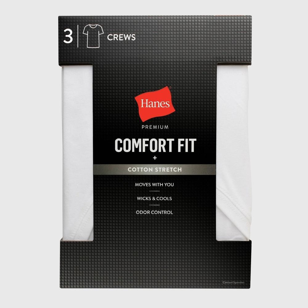 Hanes Premium Mens 3pk Comfort Fit Crewneck T-Shirt - White M Product Image