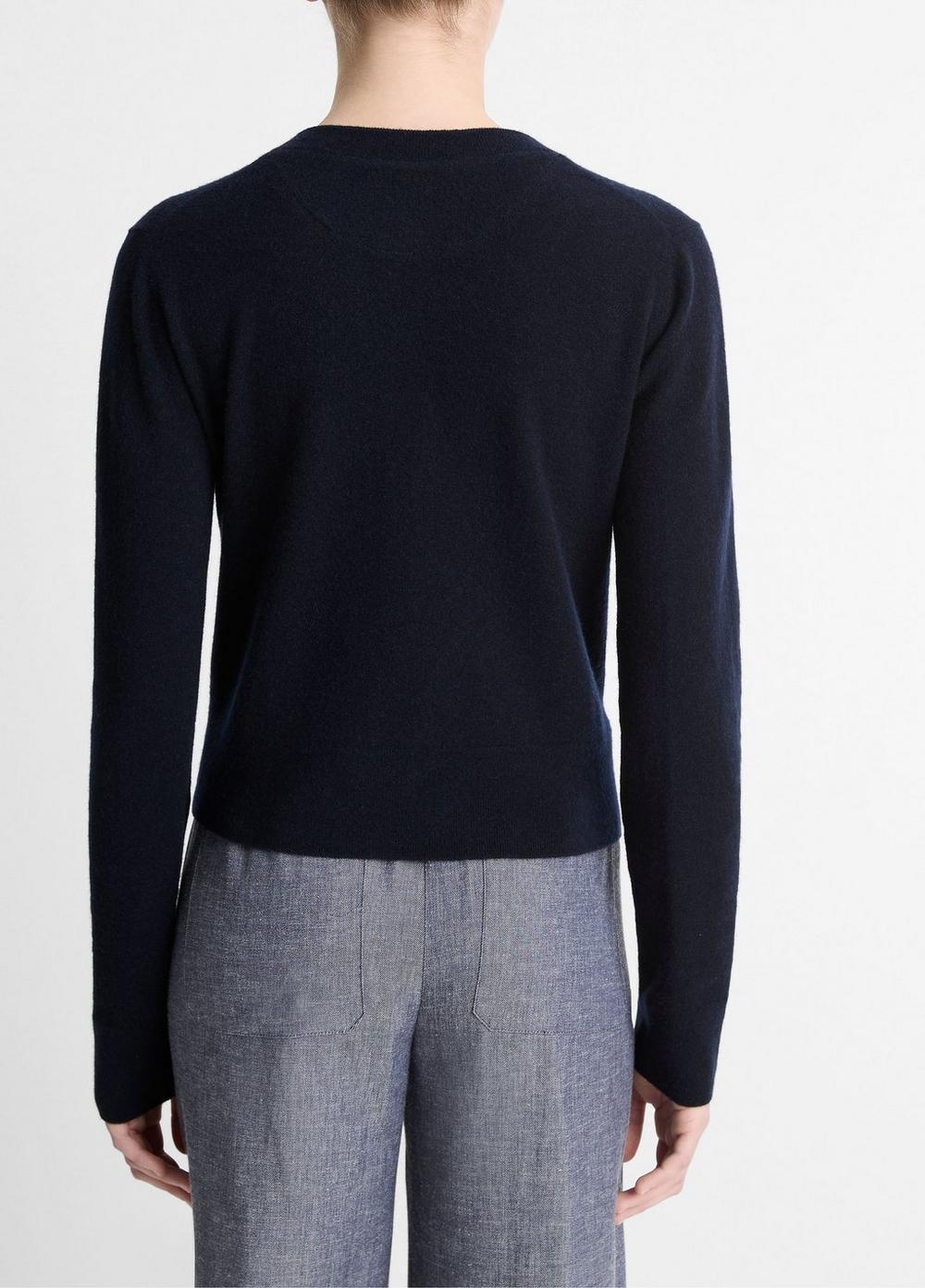 Wool & Cashmere-Blend Tipped Half-Moon Cardigan Product Image