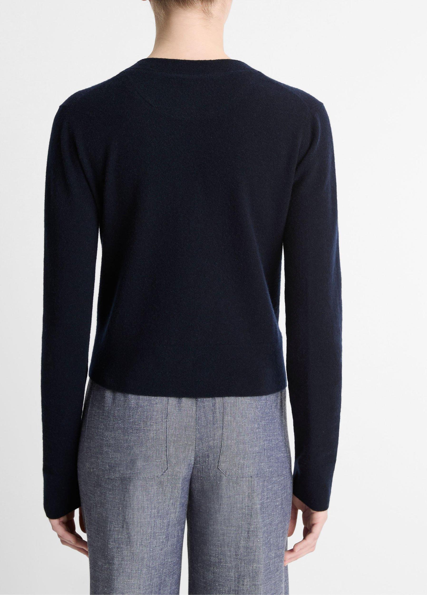 Wool & Cashmere-Blend Tipped Half-Moon Cardigan Product Image