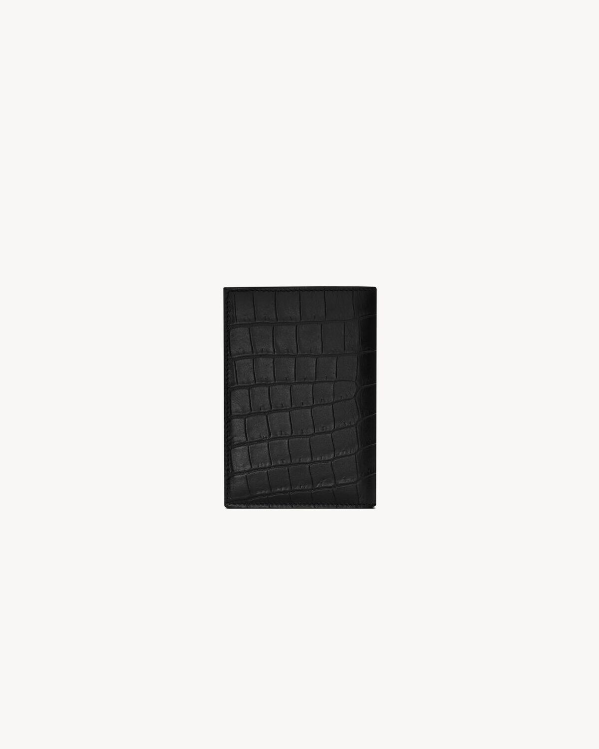 TINY CASSANDRE credit card wallet in CROCODILE-EMBOSSED matte leather | Saint Laurent | YSL.com Product Image