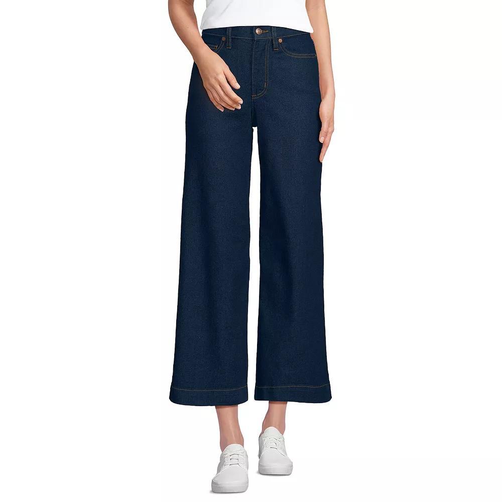 Women's Lands' End Recover Denim High Rise Wide Leg Crop Jeans,  Product Image