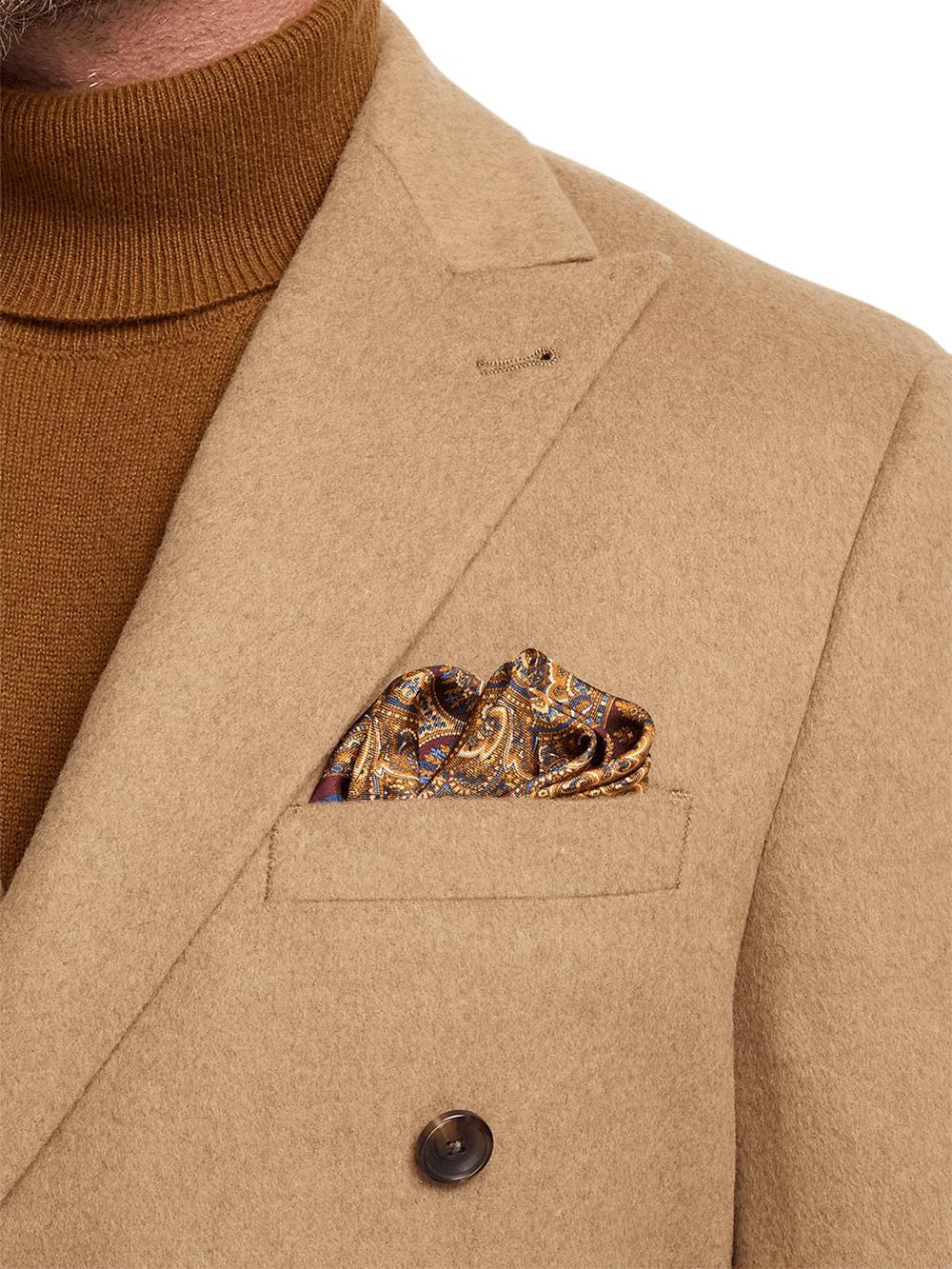 Camel Hair Double Breasted Peak Lapel Sport Coat - Camel Product Image