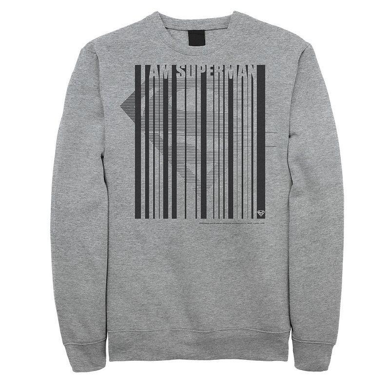 Mens DC Comics Superman Barcode Chest Logo Sweatshirt Athletic Grey Product Image