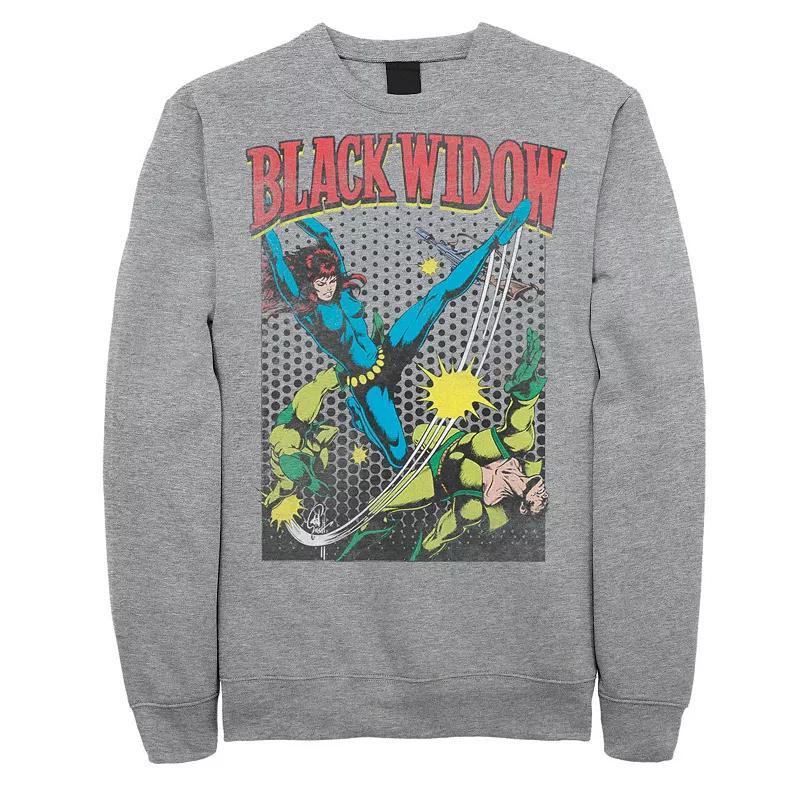 Mens Marvel Black Widow Classic Retro Comic Swing Sweatshirt Athletic Grey Product Image