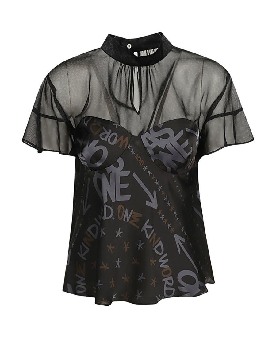 SACAI Short-sleeved Blouse In Black Product Image