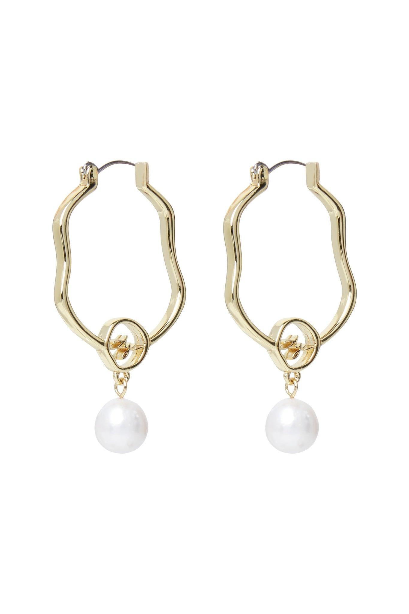 Fleur Pearl Drop Hoop Earring Product Image