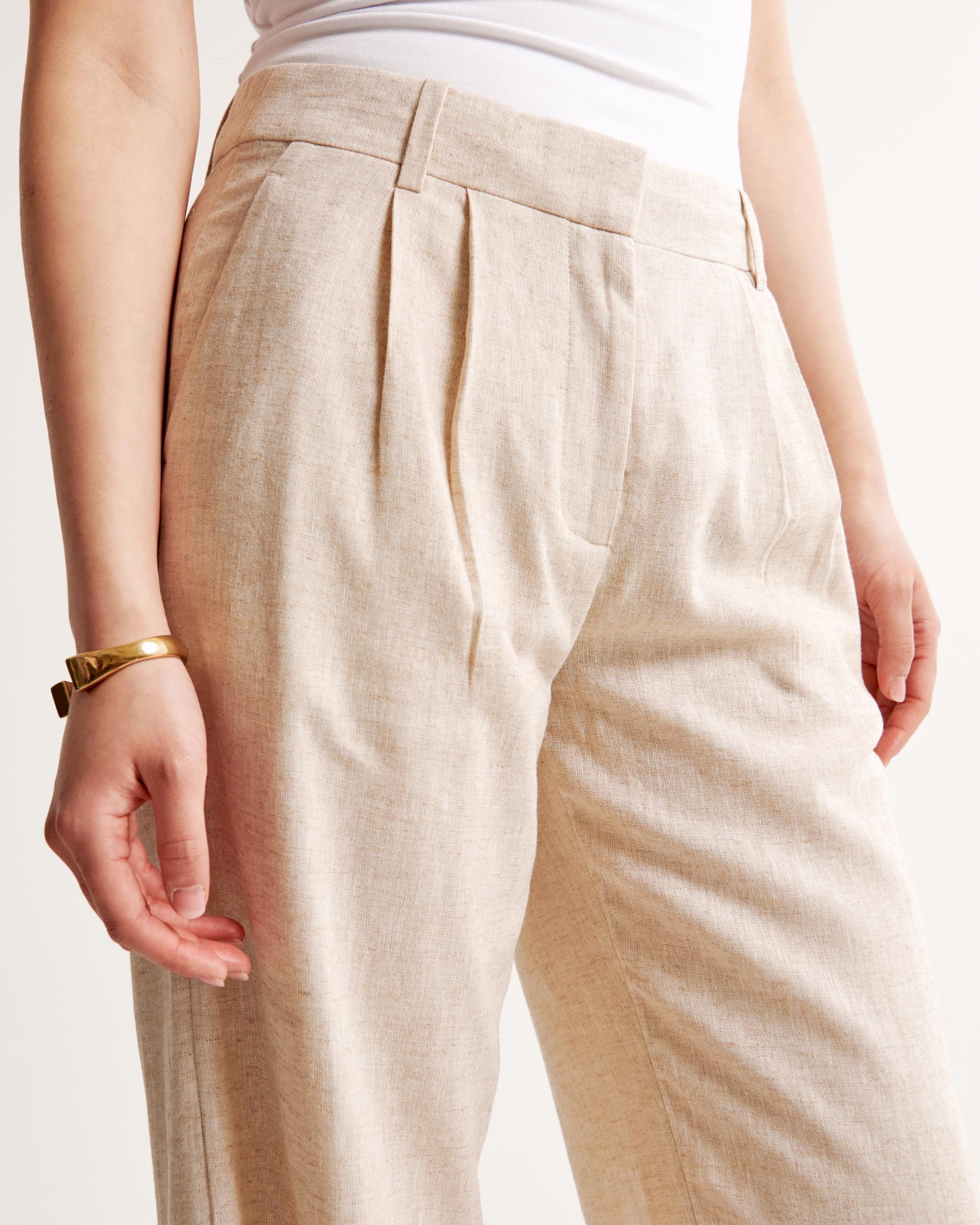 A&F Sloane Low Rise Tailored Linen-Blend Pant Product Image