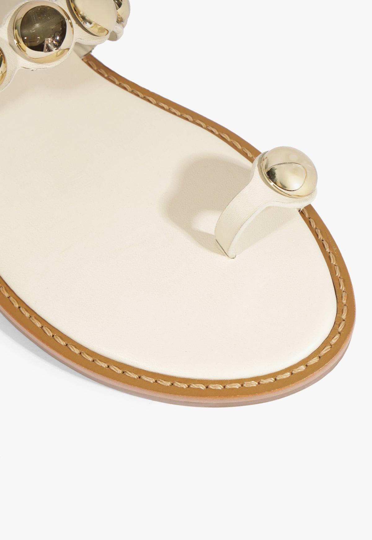 Romy White Leather Flat Sandal Product Image