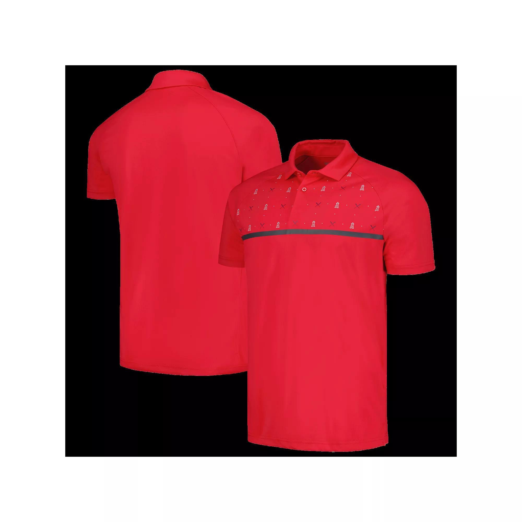 Men's Levelwear Red Los Angeles Angels Sector Batter Up Raglan Polo,  Product Image