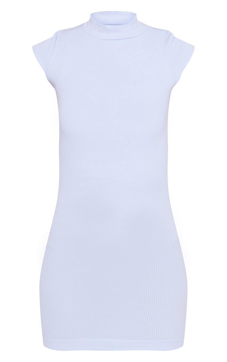 Light Blue Snatched Rib Cap Sleeve Bodycon Dress Product Image