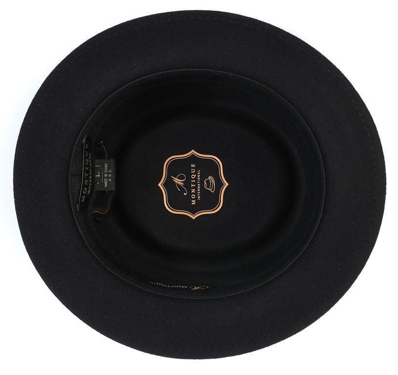 Black Pork Pie Fedora with Feather Accents Product Image