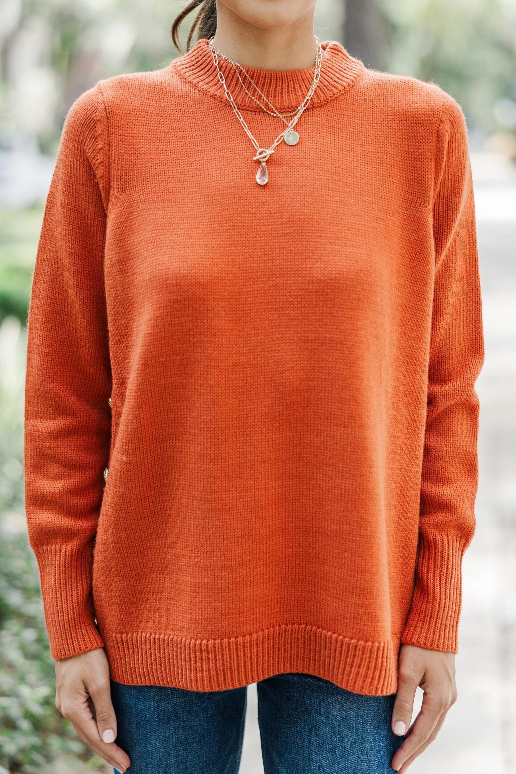 The Slouchy Rust Orange Side Button Sweater Female Product Image