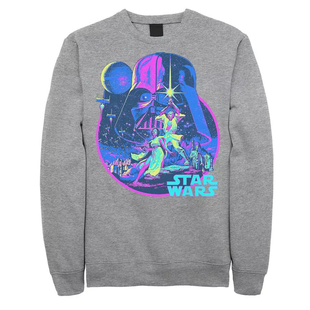 Men's Star Wars Bright Classic Neon Poster Art Sweatshirt, Size: XL, Athletic Grey Product Image