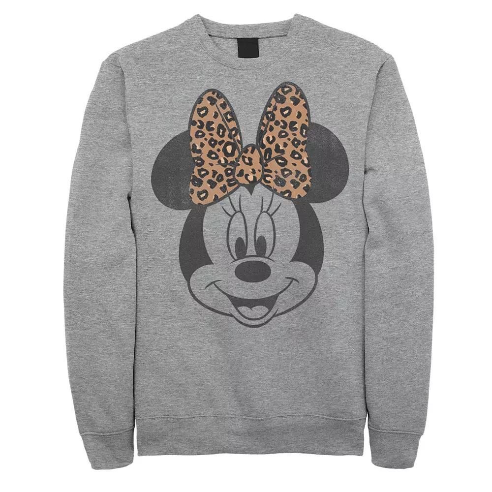 Disney's Minnie Mouse Men's Leapord Print Bow Portrait Sweatshirt,  Product Image