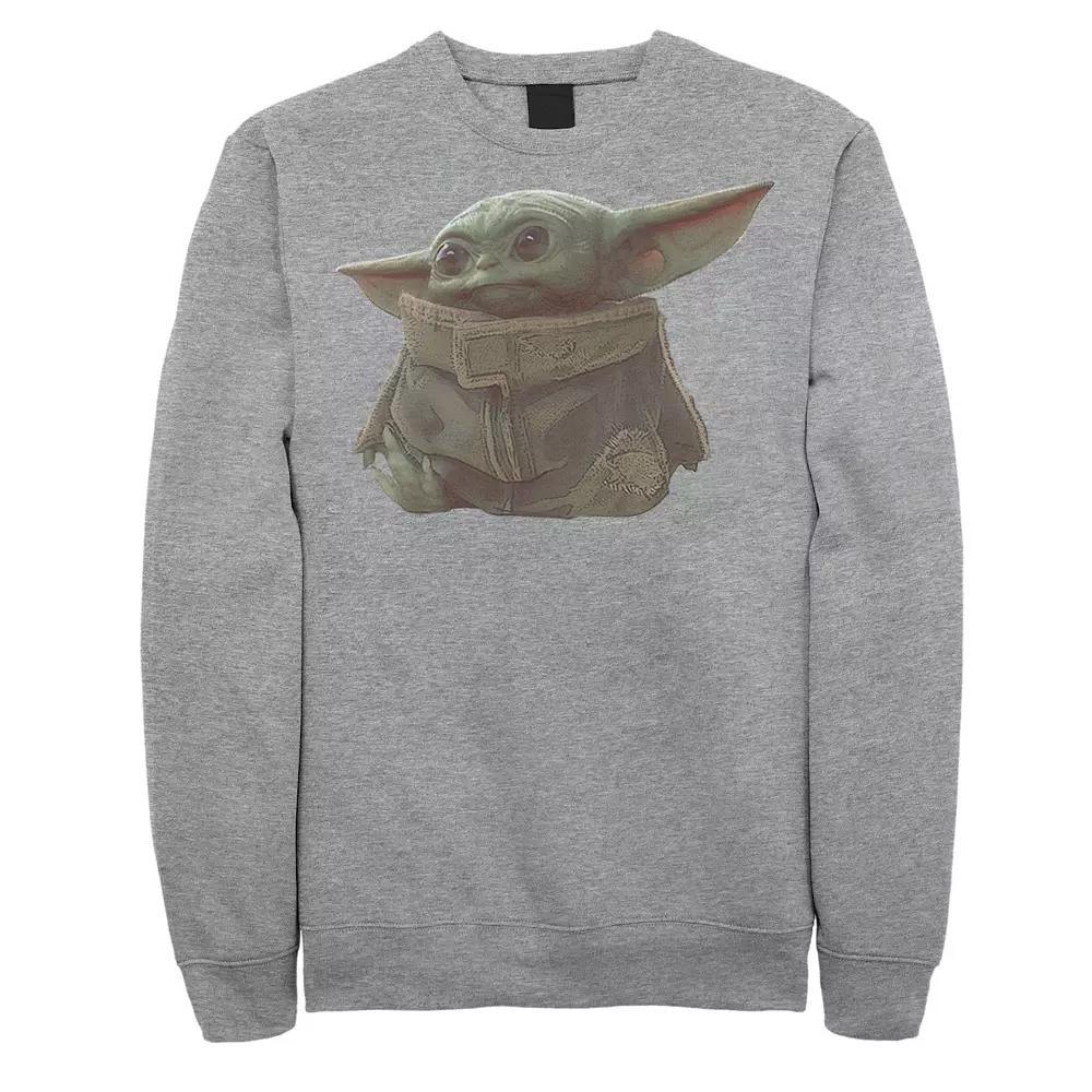 Men's Star Wars The Mandalorian The Child aka Baby Yoda Portrait Graphic Fleece Pullover, Size: 3XL, Athlc Hthr Product Image