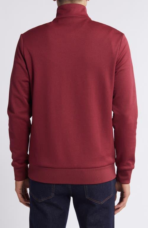 HUGO BOSS Zip-neck Sweatshirt In Mercerized Cotton Jacquard In Red Product Image