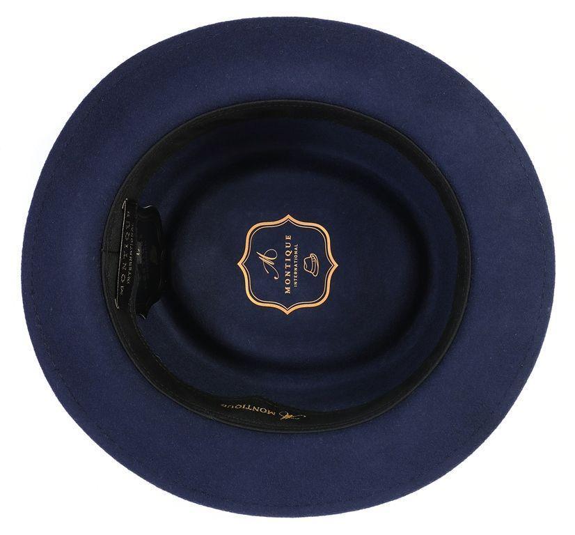 Navy Wide Brim Fedora with Feather Accents Product Image