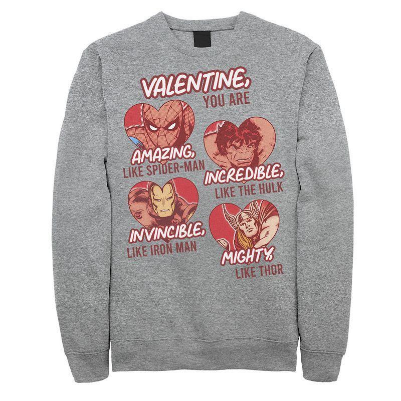 Mens Marvel Valentine You Are Marvel Retro Comic Sweatshirt Athletic Grey Product Image