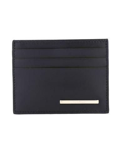 FERRAGAMO Crosta Card Holder Man Wallet Blue Size - Calfskin Product Image