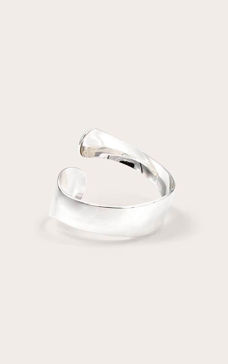 Silver Smooth Curved Asymmetric Cuff Product Image